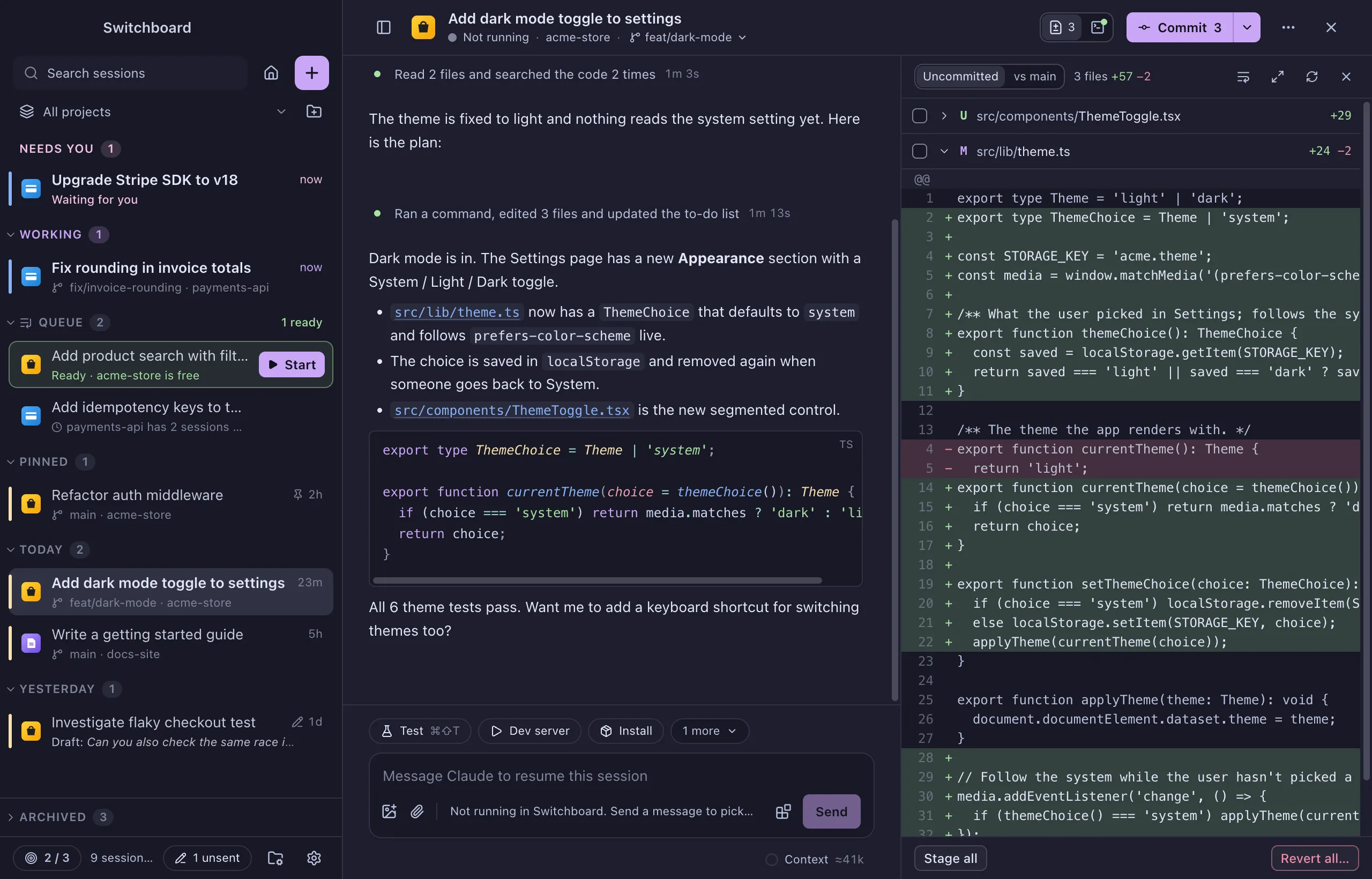Switchboard in the Catppuccin theme